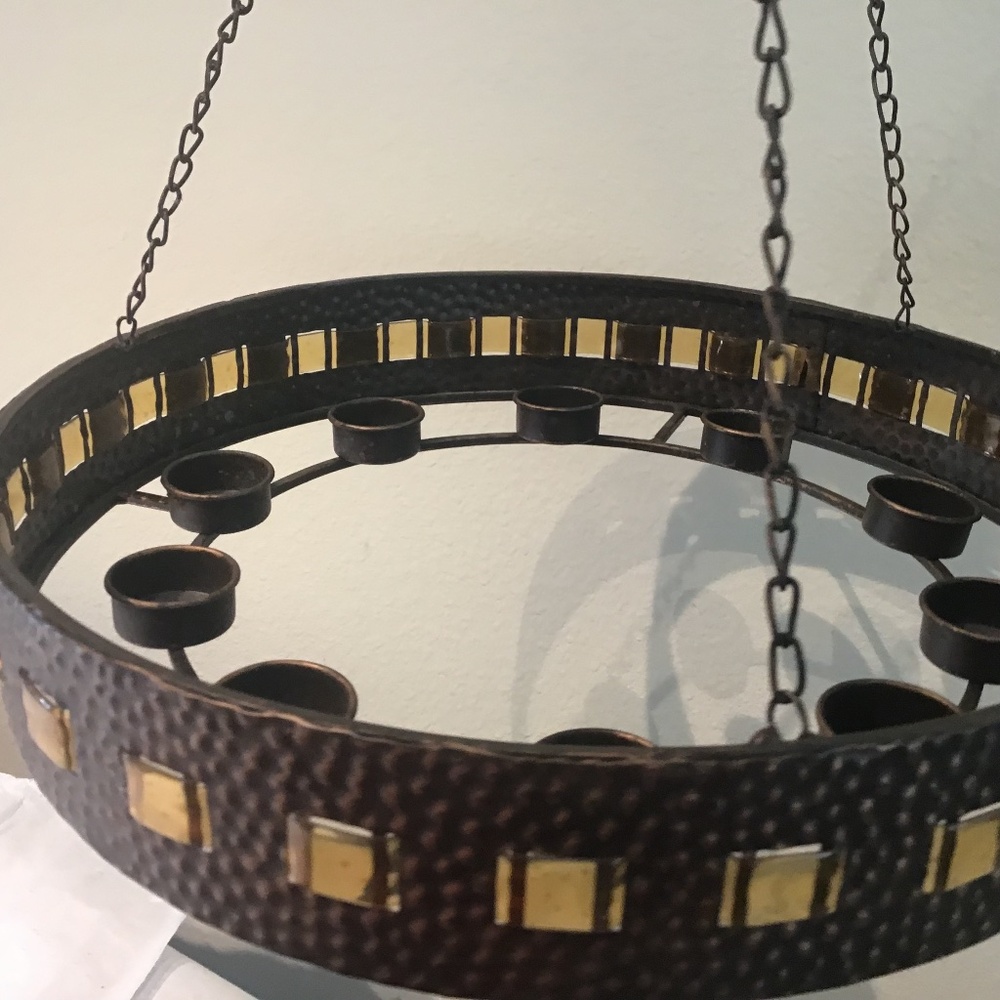 Copper Candle Chandelier Rustic Design